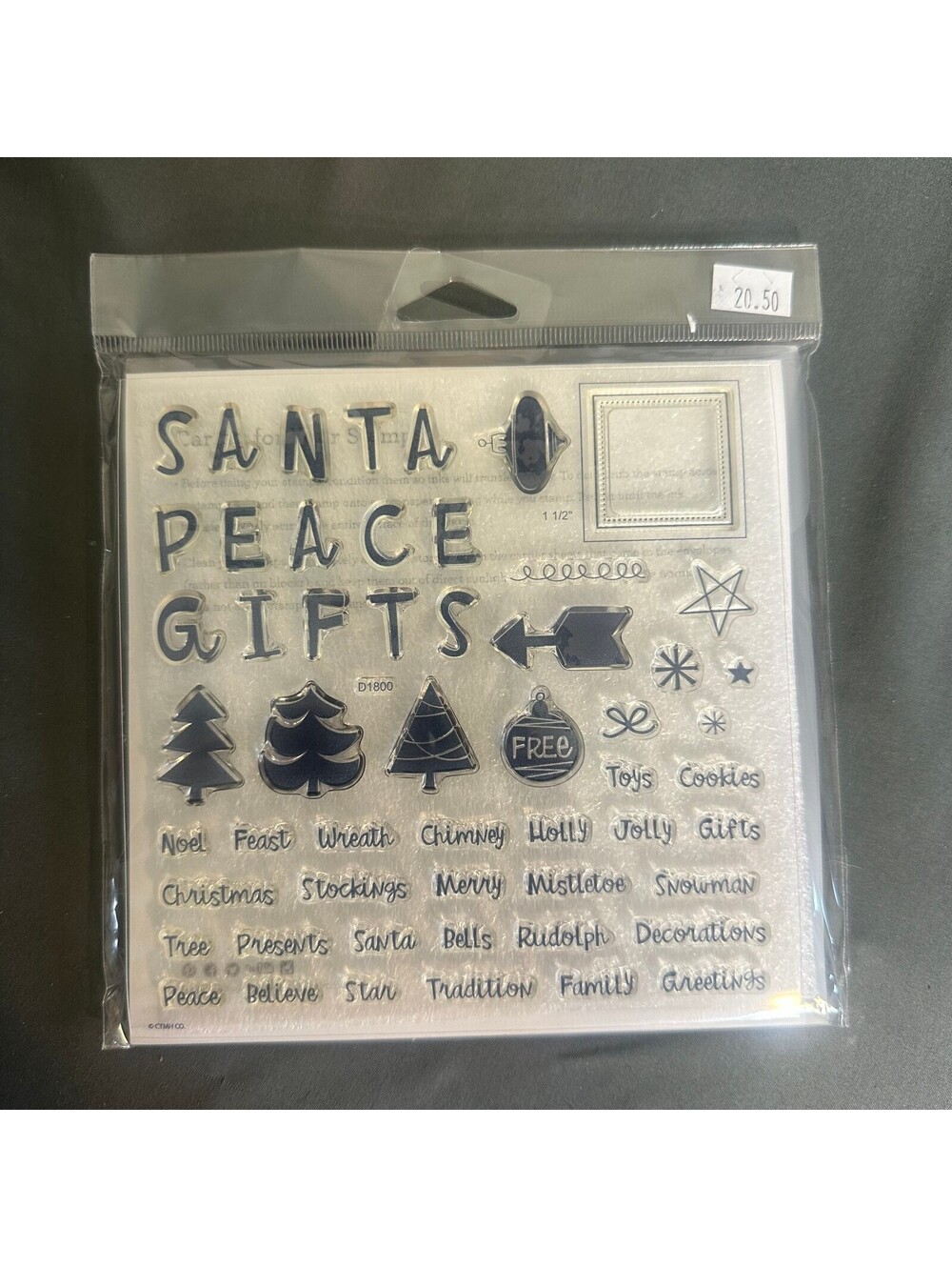 Close To My Heart D1800 Christmas Bingo Holiday Acrylic Stamp Set